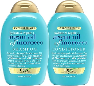 OGX Extra Strength Hydrate & Repair Argan Oil of Morocco Shampoo & Conditioner Set, 13 Fl Oz