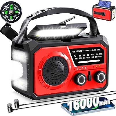 ZZMICHP 16000mAh Hand Crank Emergency Weather Radio