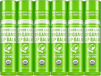 Dr. Bronner′s Organic Lip Balm 6-Pack Lemon Lime 0.15oz