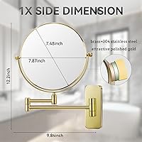 Nicesail Wall Mounted Makeup Mirror, 7X Magnification, Gold Finish — image 4