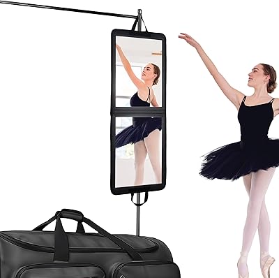 LPHUMEX Foldable Portable Full Length Mirror, 33″x13″, Black