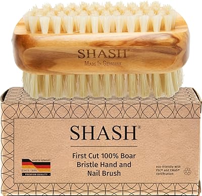 SHASH Boar Bristle Nail Brush - Olive Wood