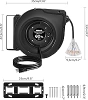 WILAWELS Retractable Extension Cord Reel 60FT 12AWG — image 7