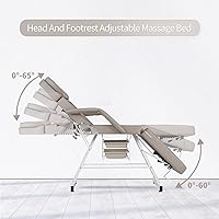 V VDLONSY Tattoo Chair with Adjustable Backrest and Hydraulic Stool, Gray — image 4