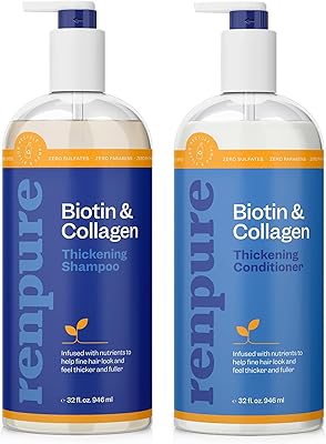 Renpure Biotin & Collagen Thickening Shampoo and Conditioner Set, 24oz