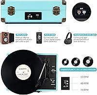 Retrolife R609 Blue Portable Bluetooth Vinyl Record Player — image 5