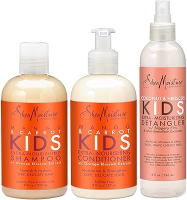 SheaMoisture Kids Shampoo, Conditioner & Detangler Set, 8 Fl Oz
