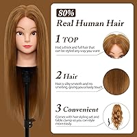 Neverland Beauty 28″ Mannequin Head with 80% Real Human Hair - Golden Brown #27 — image 4