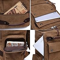 Vintage Canvas Backpack Casual Travel Rucksack 15.6inch Laptop Daypack — image 3