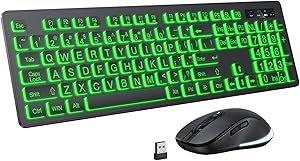 KOPJIPPOM Large Print Wireless Keyboard and Mouse