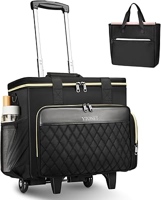 Ytonet Rolling Teacher Bag 15.6-Inch with Detachable Dolly & File Tote