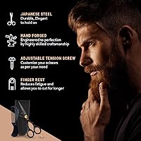 Ontaki Premium Hand Forged Japanese Steel Beard and Mustache Scissors 5.5″ Black — image 3