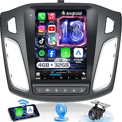 Jingelsye Car Radio for Ford Focus 2012-2018, 9.7″ Android 13 Stereo, 4GB+32GB, Wireless CarPlay, 5G WiFi, GPS, Backup Camera