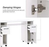 BarberPub Manicure Table with Wheels, White — image 4