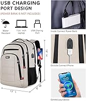 A5-Grey2-US Backpack for Men Women with USB Charging Port — image 5