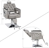 BarberPub Barber Chair Reclining Salon Chair 8132 (Silver Grey) — image 3