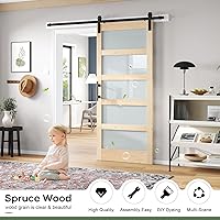 ROYMELO 34x84 Inch Glass Sliding Barn Door Slab with 6ft Hardware Kit — image 2