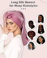 AWAYTR 100% Mulberry Silk Bonnet - Long Hair Sleeping Cap — image 3