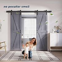 FREDBECK Gray Double Barn Door 48×84 Inch with 8FT Hardware Kit — image 4