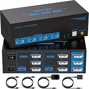 CMSTEDCD 4K@120Hz DisplayPort KVM Switch 3 Monitors 2 Computers