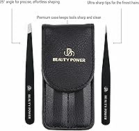 Beauty Power Precision Tweezers Set – Slant & Point Tips, Matte Black — image 2