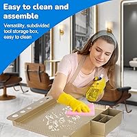 Qinrunkoi Salon Rolling Tray on Wheels, Adjustable Height (Gold) — image 6