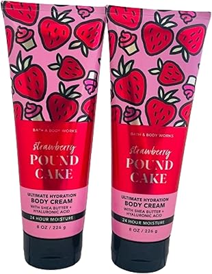 Bath and Body Works Strawberry Pound Cake Ultra Shea Body Cream 8 Oz. 2-Pack