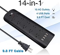 Dorggi 10FT 2 Prong Power Strip with 4 USB Ports — image 3