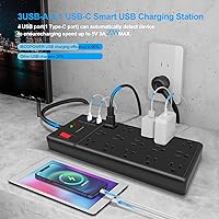 IECOPOWER 15ft Surge Protector Power Strip with 15 Outlets & 4 USB Ports — image 3