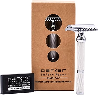 Parker Open Comb Double Edge Safety Razor – Bright White