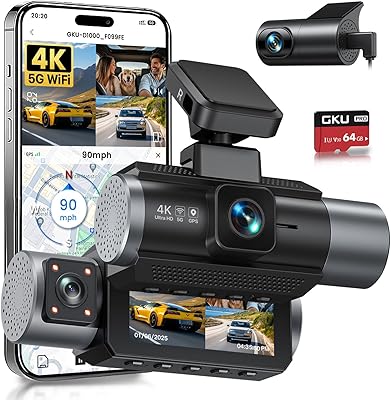GKU D1000 4K 3-Channel Dash Cam