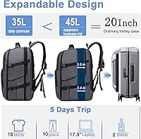 Travel Backpack for Men Women 45L Expandable Carry On Laptop Backpack — image 2