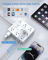 HUNIAN Power Strip with USB Ports, 12 Outlets, 6 USB Chargers, 5Ft Extension Cord — image 4