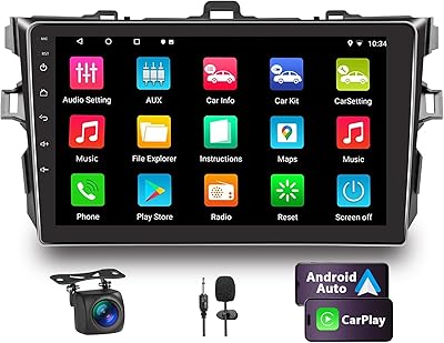 REAKOSOUND Car Stereo for Toyota Corolla 2007-2012 with Wireless Apple CarPlay & Android Auto, 9-inch Touchscreen