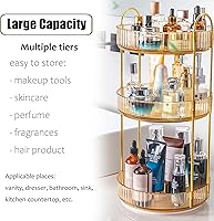 Zufudo Rotating Makeup Organizer 3 Tier Amber Gold — image 3