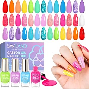 Saviland Quick-Dry Nail Polish Set - 20pcs Neon Rainbow Brights Review