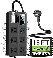 VNJ Outdoor Power Strip with 6AC Outlets + 4USB Ports — image 1