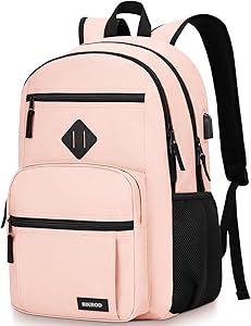 BIKROD Backpack for Girls Women, School Backpack for Teen Boys, 15.6 Inch Laptop Backpack with USB Charging Port