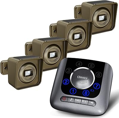 Chtoocy Solar Driveway Alarm 4 Sensors 1 Receiver