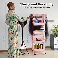 TUOCCI Braiding Hair Rack with 196 Pegs, 4-Tier Storage Cart in Pink — image 2