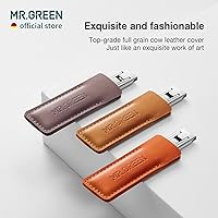 MR.GREEN Ultra Thin Nail Clippers with Cow Leather Cover (Dark Brown) — image 6