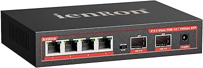 ienRon 6-Port 2.5Gb PoE Switch with 2-Port 10Gb SFP+