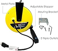 Aceland 25ft Retractable Extension Cord Reel with 3 Outlets — image 3