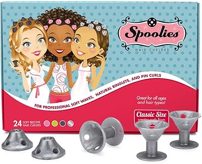 Spoolies Original Heatless Hair Curlers, Silver Edition, 24 Count