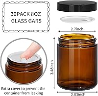 KEYWING 30Pack Amber Glass Jars 8oz — image 2