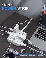 HUNIAN Power Strip with USB Ports, 12 Outlets, 6 USB Chargers, 5Ft Extension Cord — image 2