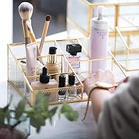 Levilan Glass Makeup Organizer - Gold, Large Capacity — image 6