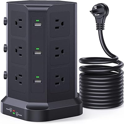 KOOSLA Surge Protector Power Strip Tower 16.4 FT