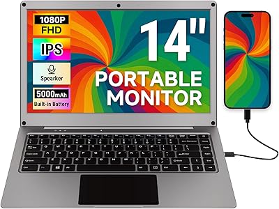 ELECROW 14-inch Portable Monitor with Keyboard and RPi5 Adapter