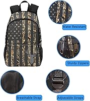 M YESCUSTOM Camouflage USA Flag Deer Backpack — image 6